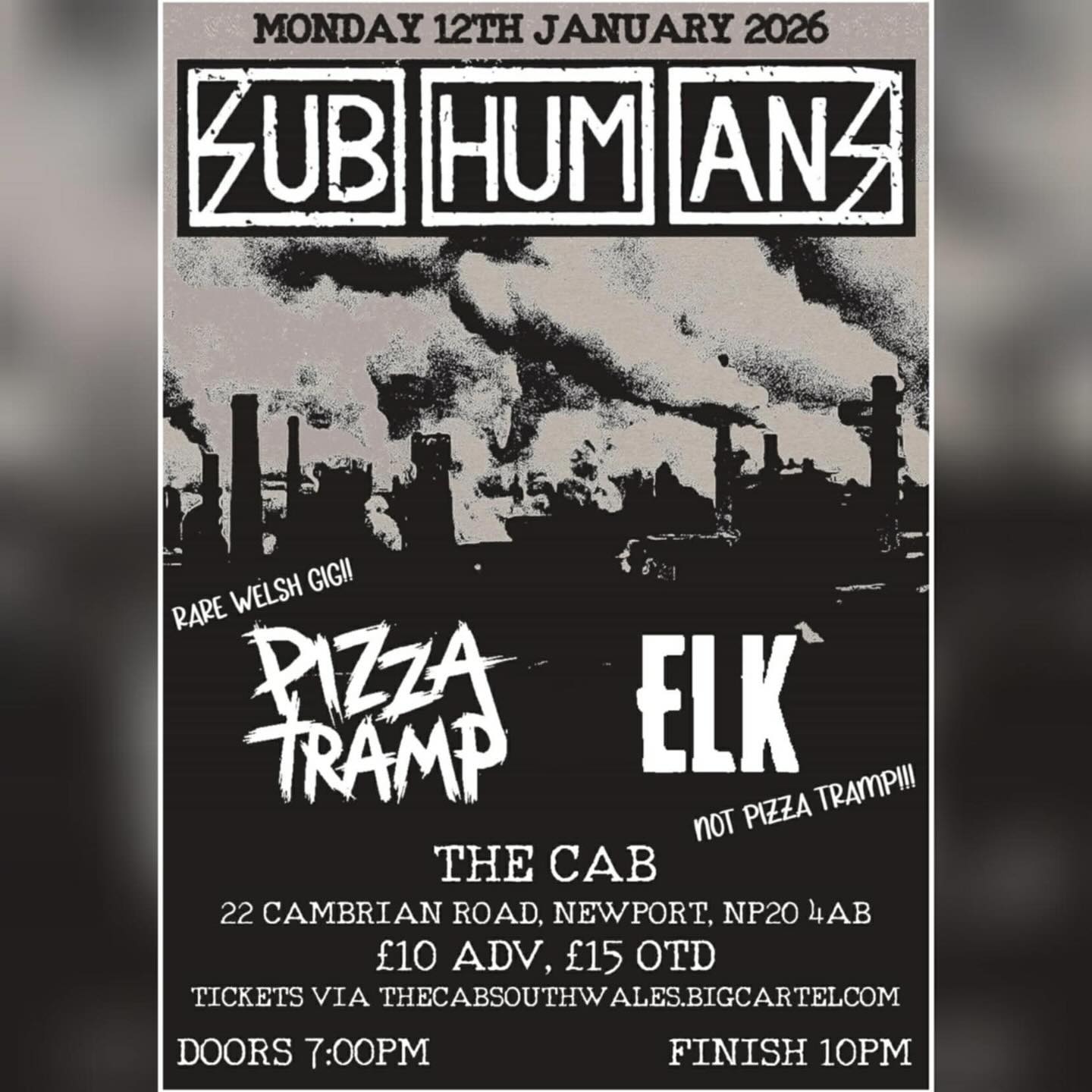 Subhumans West Coast USA Fall 2026 Tour Poster 2026